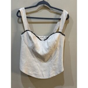 Reformation Alisa Corset‎ Top Lace Up Back Size 10 MSRP $168 Ivory Lace Coquette
